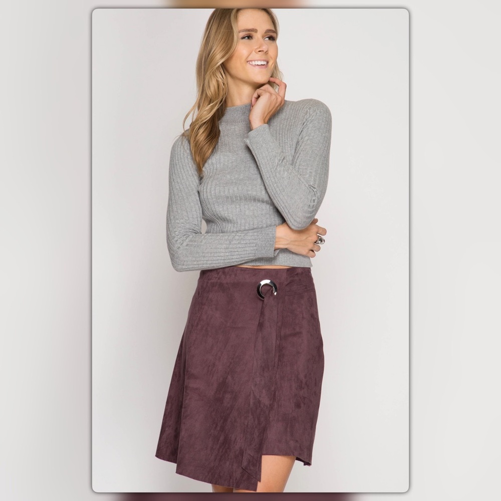 Plum Asymmetrical Wrap Skirt